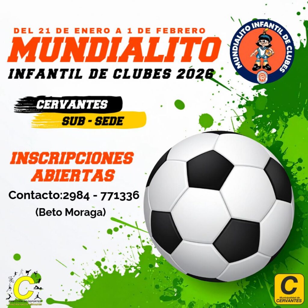Cervantes volverá a ser Sub-Sede del Mundialito Infantil de Clubes 2026 ...