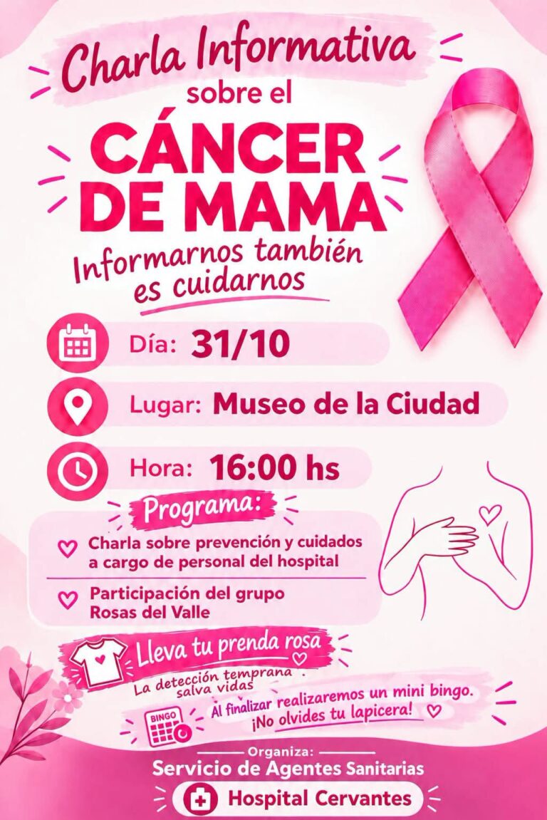 El Hospital Cervantes invita a una charla informativa sobre el cáncer de mama